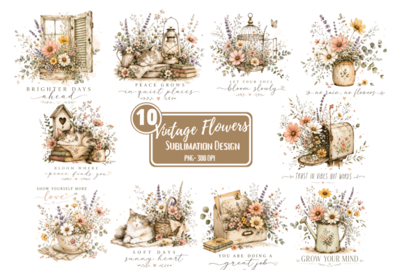 Download Vintage Flowers Sublimation PNG Bundle - Vintage Collection