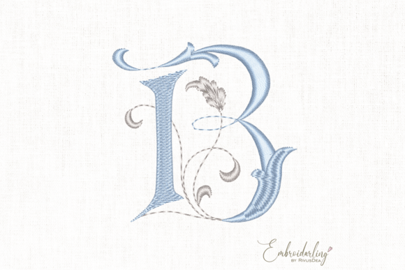 Download Vintage Floral B, Machine Embroidery Letter - Vintage Collection