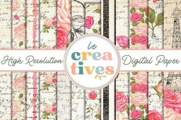 Download VINTAGE ROSES in PARIS DIGITAL PAPER - Vintage Collection