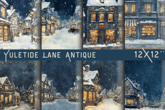 Download Yuletide Lane Antique Backdrop Page - Premium Resources