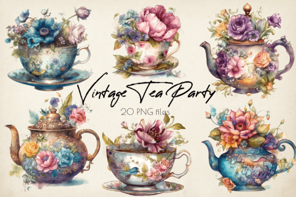 Download Vintage Flowers Tea Cup ,Tea Time Clipar - Vintage Collection