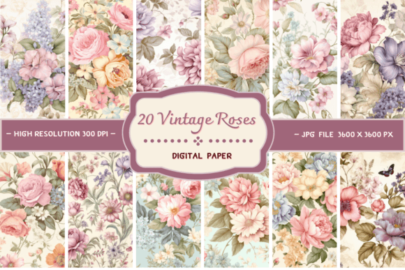 Download Vintage Roses Floral Background - Vintage Collection