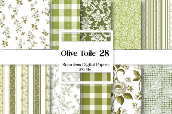 Download Olive Toile Digital Paper Pack, Vintage - Vintage Collection