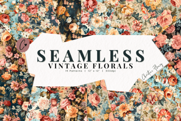 Download Seamless Vintage Floral Patterns - Vintage Collection