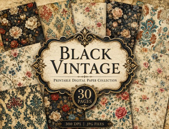 Download Vintage Rose Damask Journal Papers - Vintage Collection