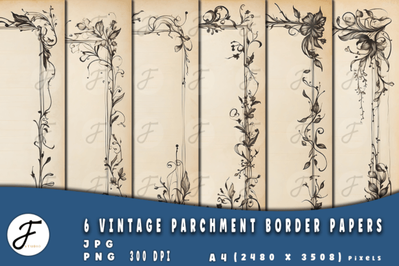 Download Vintage Parchment Border Papers - Vintage Collection