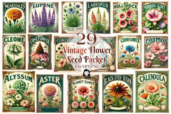 Download Vintage Flowers Seed Packet Sublimation - Vintage Collection