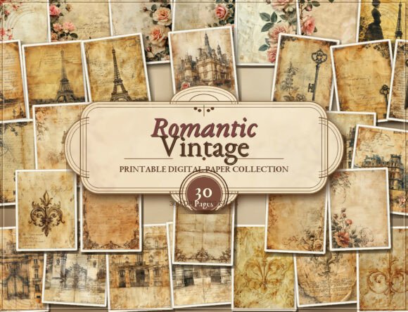 Download Vintage Peach Floral Journal Papers - Vintage Collection