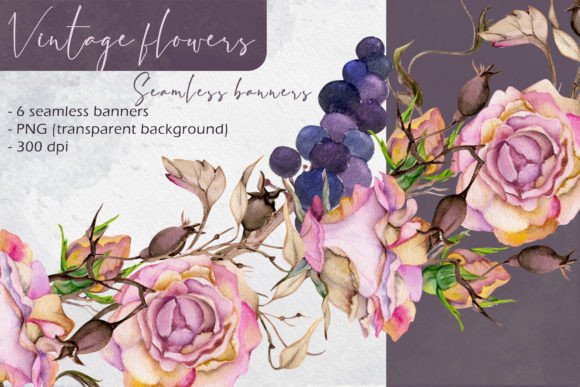 Download Vintage Flowers: Seamless Banners - Vintage Collection